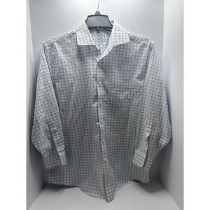 Brooks Brothers Non Iron Stretch Supima Cotton Light Blue Plaid Men XL 16.5-32
